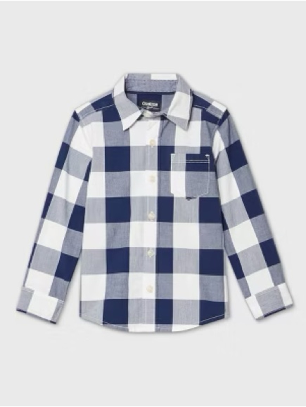Osh Kosh Boys' Navy and White Buffalo Check Button-Down Shirt Size 6/6A